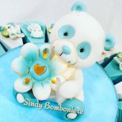 Idea bomboniera 1° compleanno battesimo nascita torta bimbo animaletti magnete assortiti azzurro