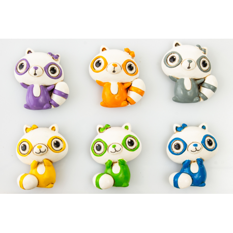 Bomboniera Cuorematto magnete animaletto poldina in resina decorata in 6 colori assortiti 