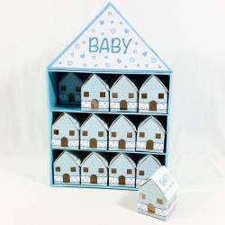 Portaconfetti scatoline a casetta bomboniere nascita maschietto