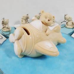 Torta bomboniere battesimo nascita orsetto con cuore stella cappello azzurri per bimbo compleanno