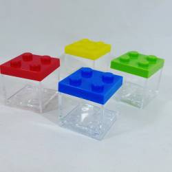 Scatoline in plexiglass mattoncini lego costruzione colorate