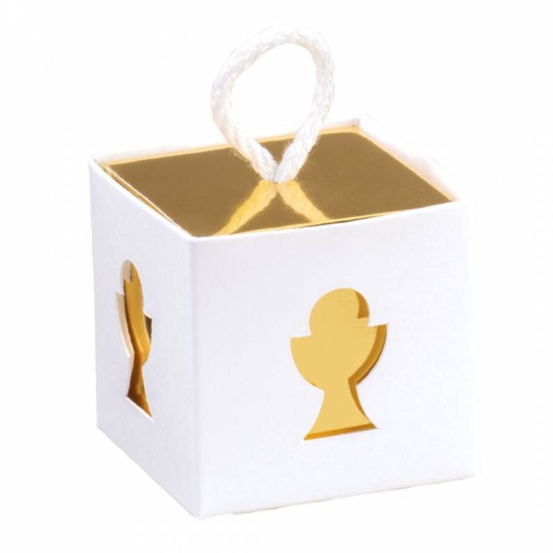 Elegante scatolina portaconfetti Comunione oro lucido