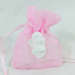 Sacchetto rosa Battesimo femminuccia con angioletto in gessetto