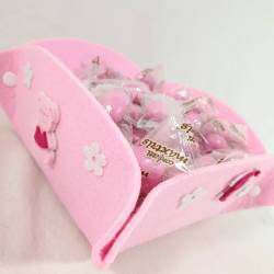 Cestino confettata con confetti rosa bimba