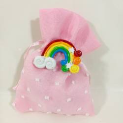 arcobaleno rosa sacchetti portaconfetti nascita femmina