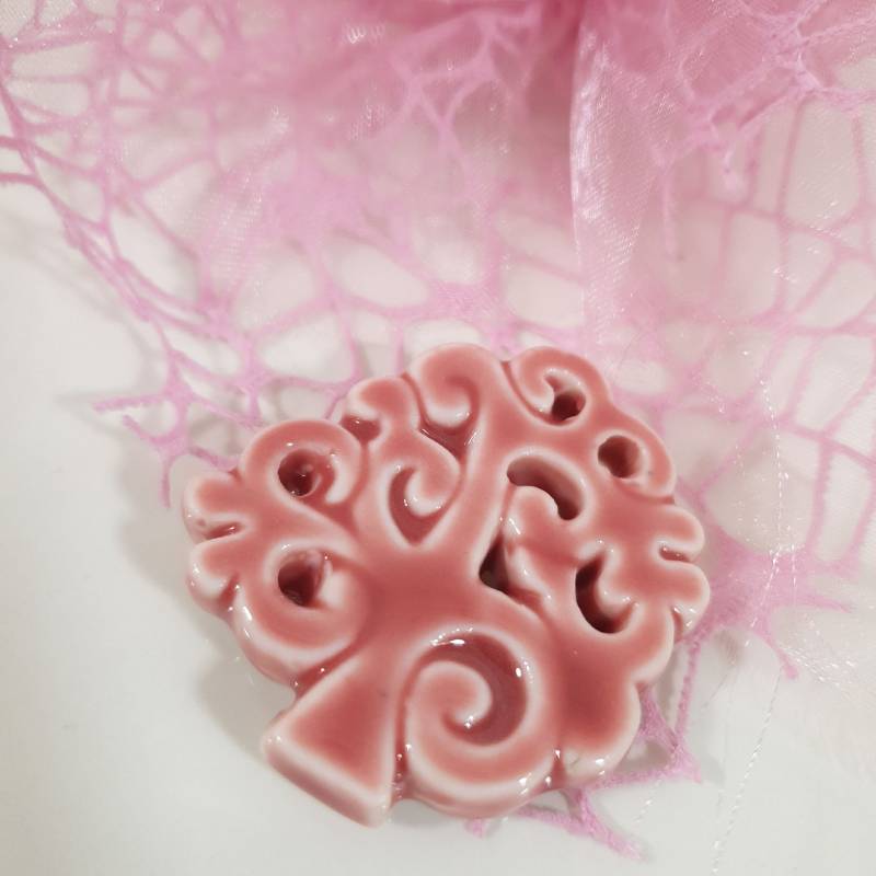 Bomboniere magnete albero della vita ceramica rosa per battesimo