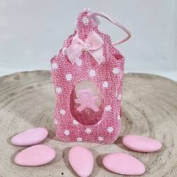 Portaconfetti nascita bimba biberon orsetto rosa centrale