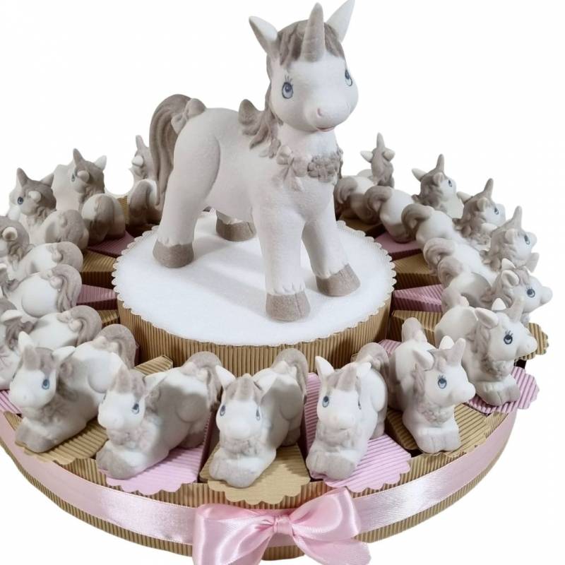 Torta bomboniere unicorno ceramica satinata
