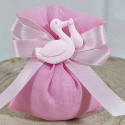 Sacchetti nascita bimba cicogna rosa gessetto