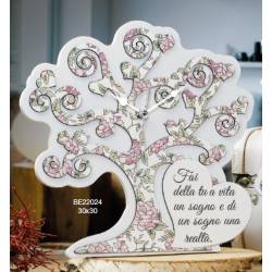 Regalo per madrina Cresima orologio albero della vita fiori rosa