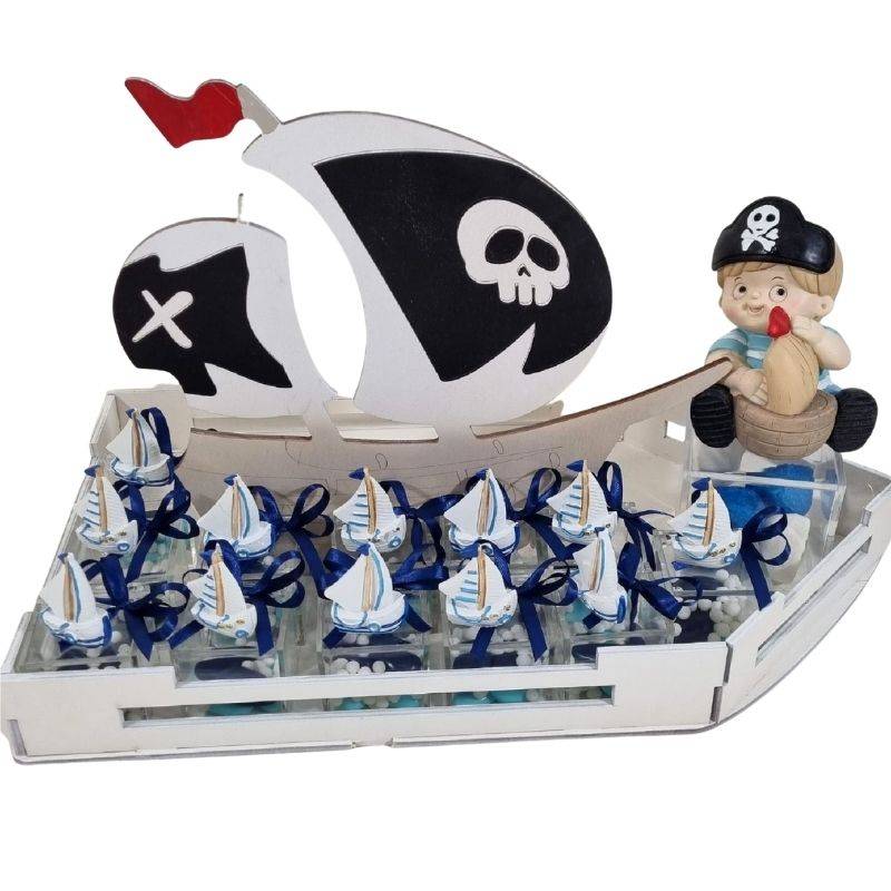 Bomboniere pirata portaconfetti torta barca a vela e salvadanio