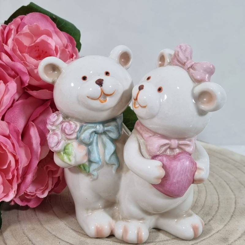 Bomboniere matrimonio orsetti innamorati in ceramica