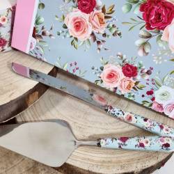 Idee bomboniere utili set coltello e paletta per dolci linea pink e roses
