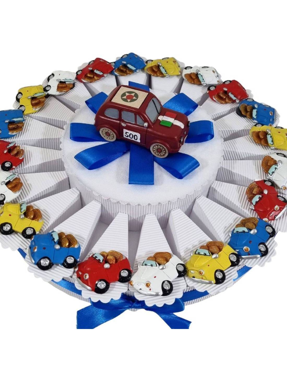 TORTA BOMBONIERE MACCHININA 500 magnete bimbo SPEDIZIONE INCLUSA battesimo nascita