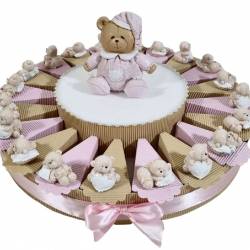 Torta bomboniere offerta orsetti bambina rosa
