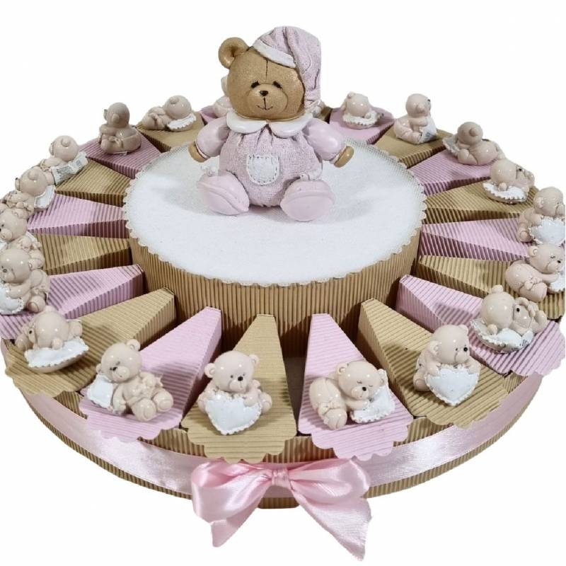 Torta bomboniere offerta orsetti bambina rosa