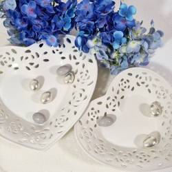 Bomboniere matrimonio utili svuotatasche cuore bianco ceramica