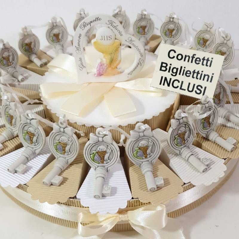 Idea per torta bomboniere Comunione chiave piegata Acquisto torta Torta da  20 fette (1 PIANO)