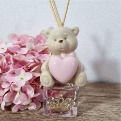 Profumatori bomboniere orsetto LOVE BEAR cuore rosa corona oro