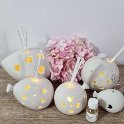 Profumatore ambiente bomboniere palloncini ceramica satinata luce led