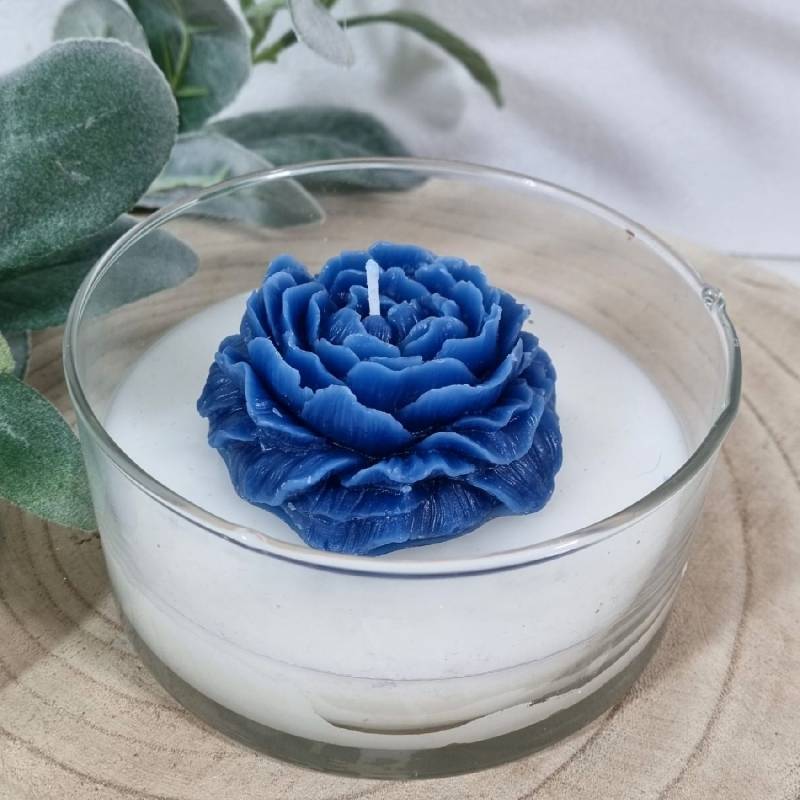 Candele bomboniere profumate in vasetto fiore di peonia blu