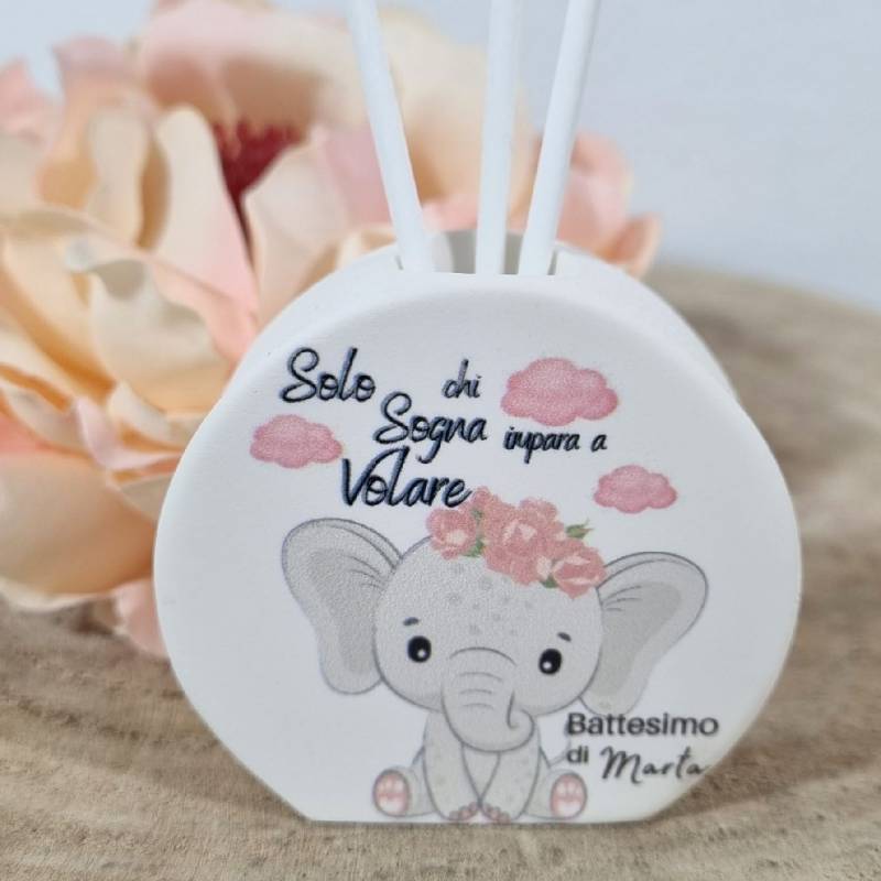 Bomboniera Battesimo Nascita Compleanno Dumbo Elefantino Rosa