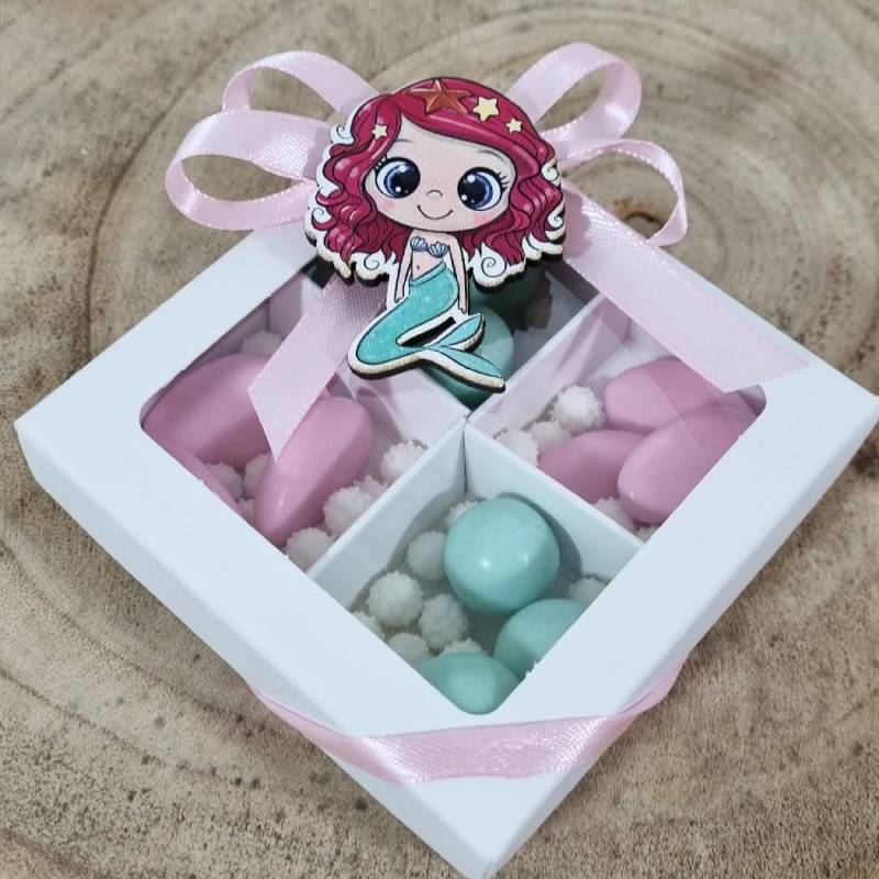 Bomboniere Sirenetta Ariel calamita con scatola degustazione confetti