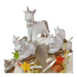Torta bomboniere animaletti unicorno vasetti portaconfetti