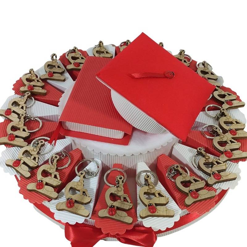 Idee torta bomboniere per laurea con chiave appendibile immagini tocco  pergamena Acquisto torta Torta da 20 fette (1 PIANO)