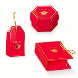 Portaconfetti laurea originali rossi con tocco dorato