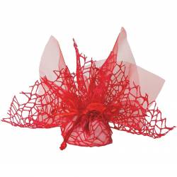 Bomboniera sacchetto per confetti in rete rosso laurea tiranti