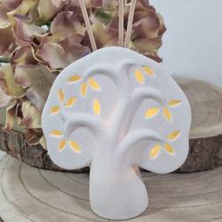 Bomboniere albero della vita profumatore ceramica satinata luce led