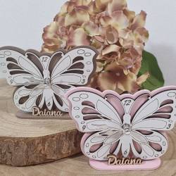 Bomboniere farfalle orologio personalizzato in legno