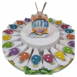 Torta di bomboniere primo compleanno mongolfiere colorate a magnete