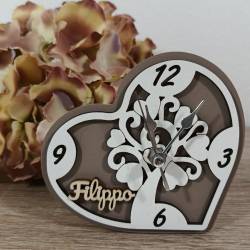 Bomboniere albero della vita orologio personalizzato con nome a cuore