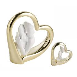 Bomboniere matrimonio Il Bacio statua bianca con sposi cuore oro