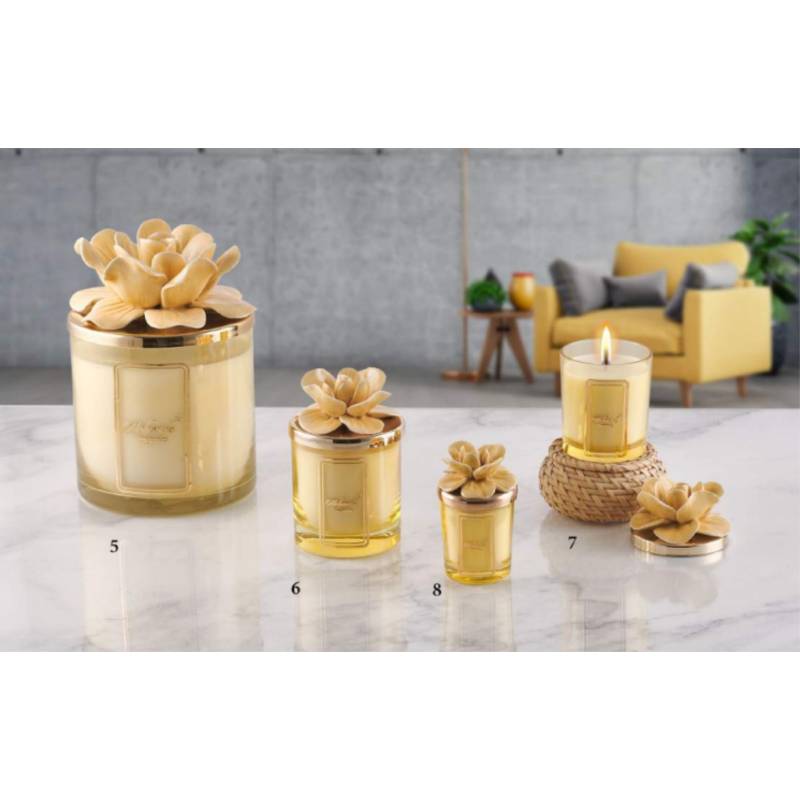 Bomboniere utili candele Melaverde fiore in ceramica gialla