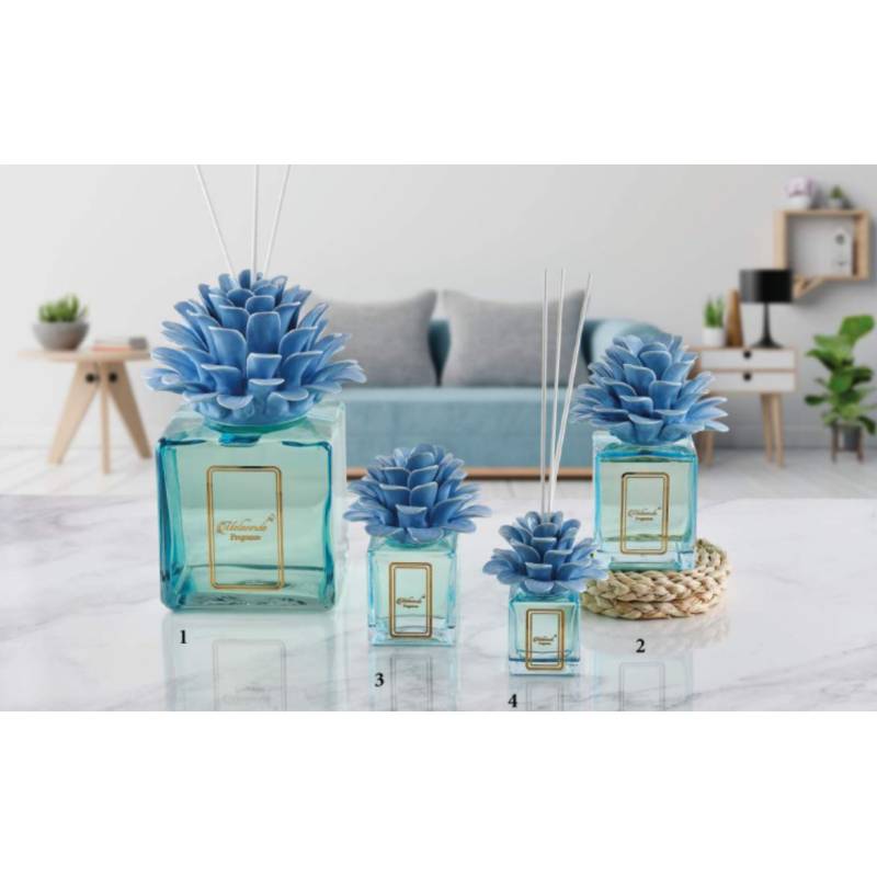 Diffusore per ambienti Melaverde bomboniere fiore pianta in ceramica  azzurra