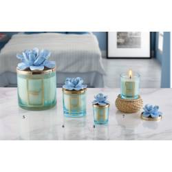 Bomboniere utili candele profumate Melaverde fiore in ceramica azzurra shop online