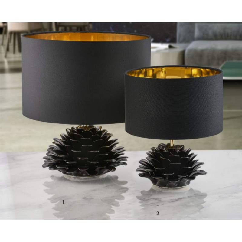 Bomboniere utili e particolari lampada da tavolo Melaverde fiore pianta in ceramica nera