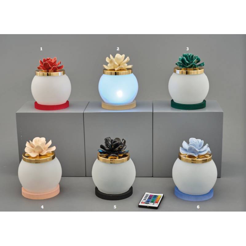 Bomboniere lampade led Melograno sfera con fiore capodimonte in ceramica