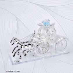 Profumatori bomboniere in cristallo carrozze cavallo argentato Pierre Cardin