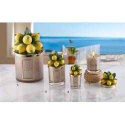 Bomboniere candela profumata elegante Melaverde limoni in ceramica