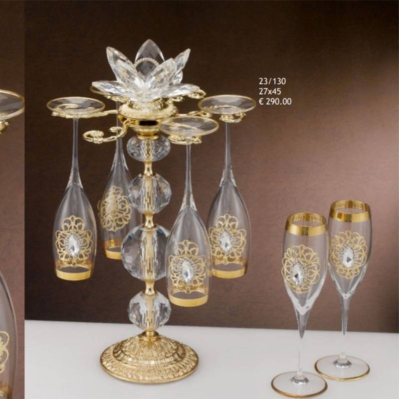 Bomboniere raffinate ed eleganti bicchieri e porta bicchieri Grace Design dettagli dorati shop online