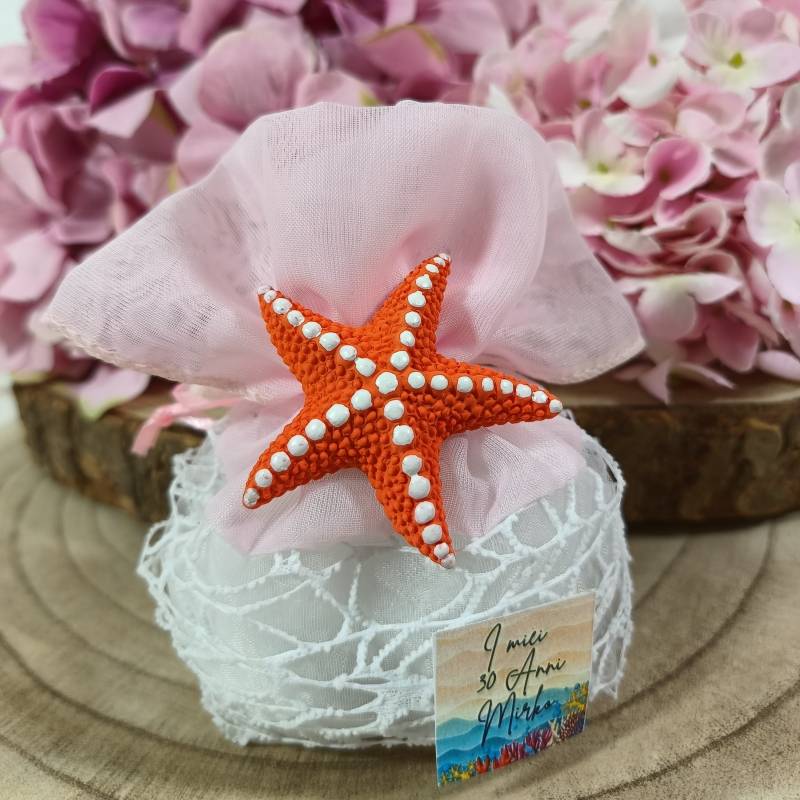 Sacchetti bomboniere tema mare calamite stella marina